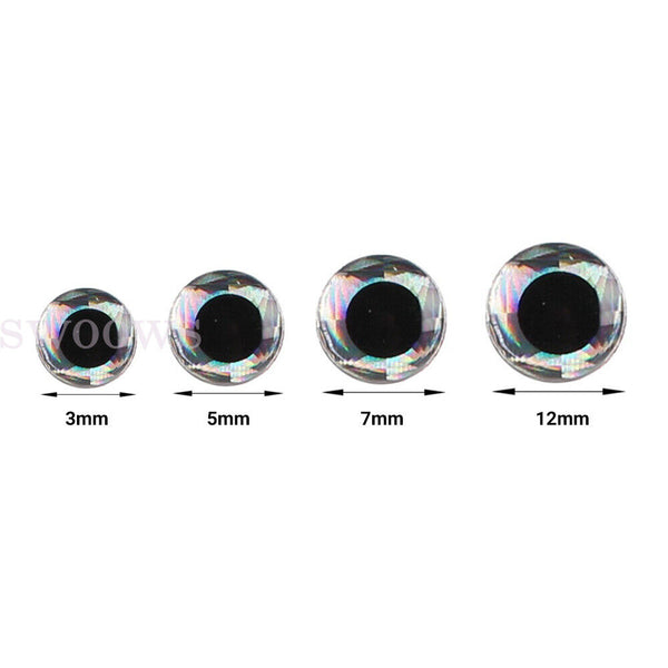 100pcs Holographic Fishing Lure Eyes 3D Fish Eyes Artificial Fish Eyes DIY Eyes