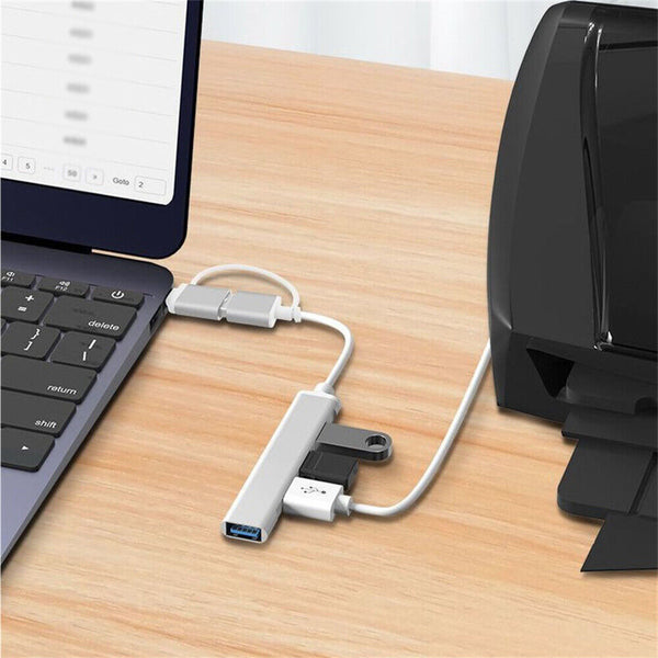 USB C HUB 3.0 Type C 4-Port Multi-Splitter OTG Adapter For Laptop Mac PC Android