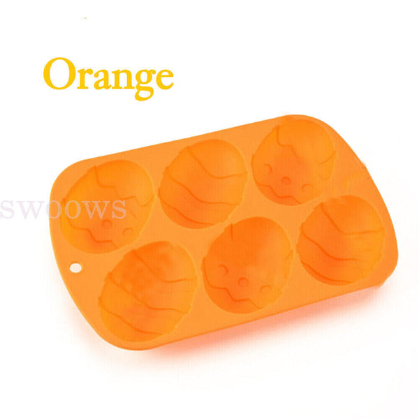 6 Cavity Silicone Eggs Shaped Mould 3D Easter Chocolate Baking Dessert Cake Mold