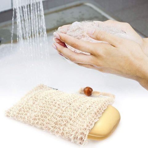 50/100PCS Soap Exfoliating Bags Ramie Foaming Soap Saver Bag Pouch Drawstring