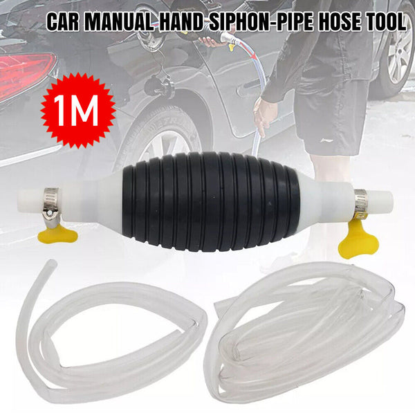 Car Manual Hand Water Oil Liquid Petrol Fuel Transfer Pump Siphon-Pipe Hose tool