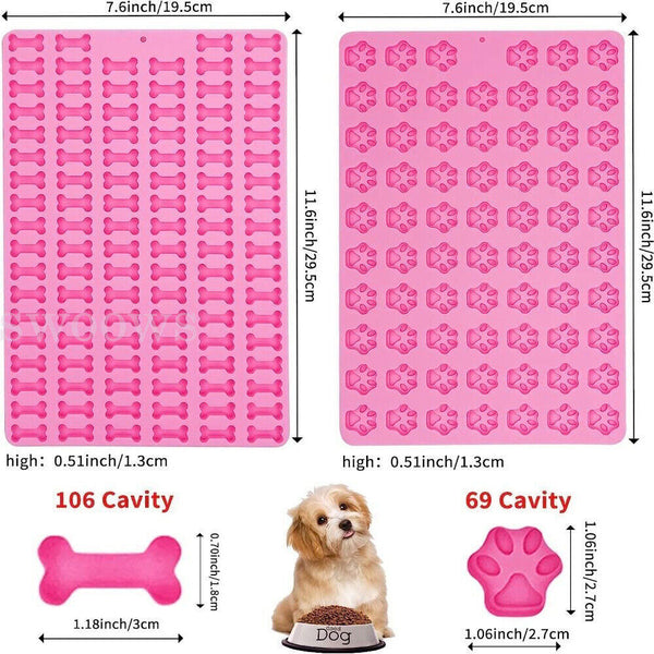 Pet Cookie Molds Silicone Baking Mat Non-Stick Bone Shape Paw Shape Mould