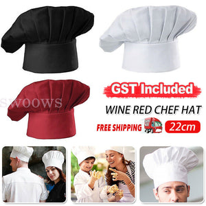 Chef Hat Baker Kitchen Cook Restaurants Catering Cap Men Women Black Red AU