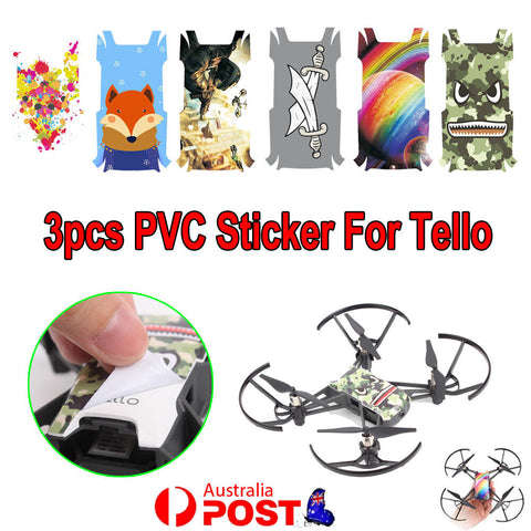 3pcs PVC Sticker For DJI Tello Drone Waterproof Adhesive Body Decal Skin Cover