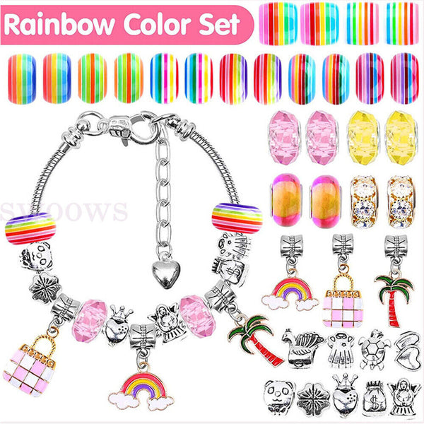 Beads Jewellery Charms Pendant Set DIY Craft Kids Girls Gift Bracelet Making Kit