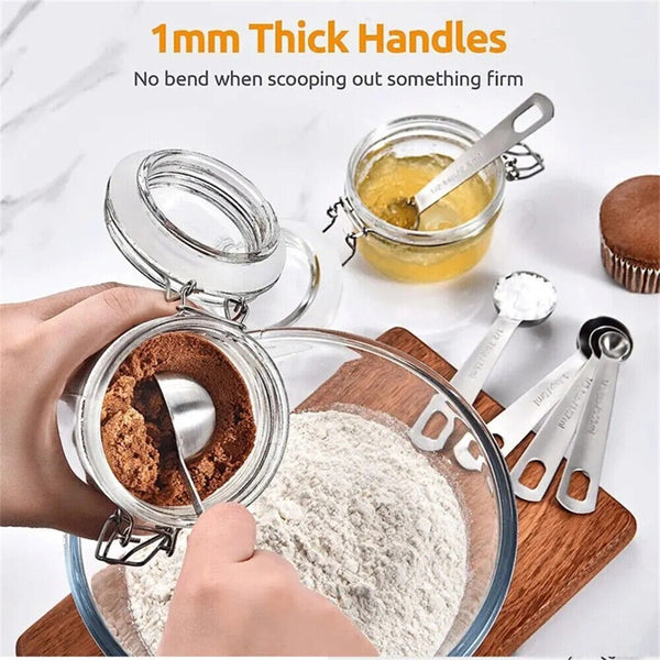 6pcs Measuring Spoons Set Stainless Steel Jugs Tea Coffee Kitchen Baking Tool AU