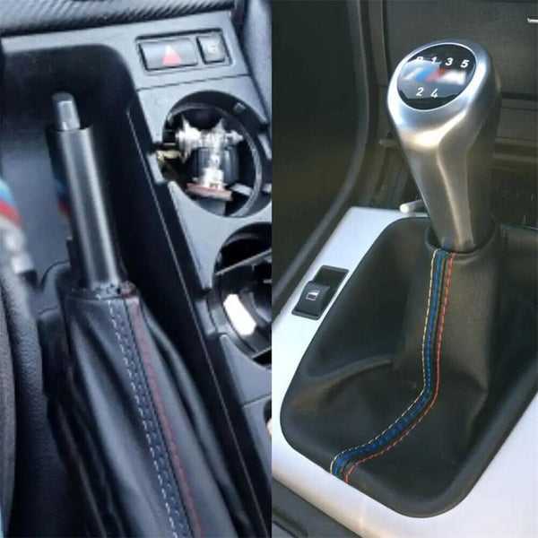 Leather Shift Knob Cover For BMW Gear Shifter Boot Gaiter Cover Handbrake Cover