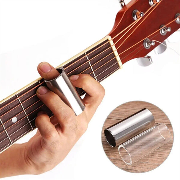 UP 4Pcs Guitar Slide Glass and Stainless Steel Finger Tubes for Guitar Bass 60mm