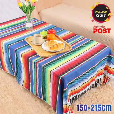 150x215cm Mexican Sarape Blanket Tablecloth Throw Yoga Beach Picnic Rug Party