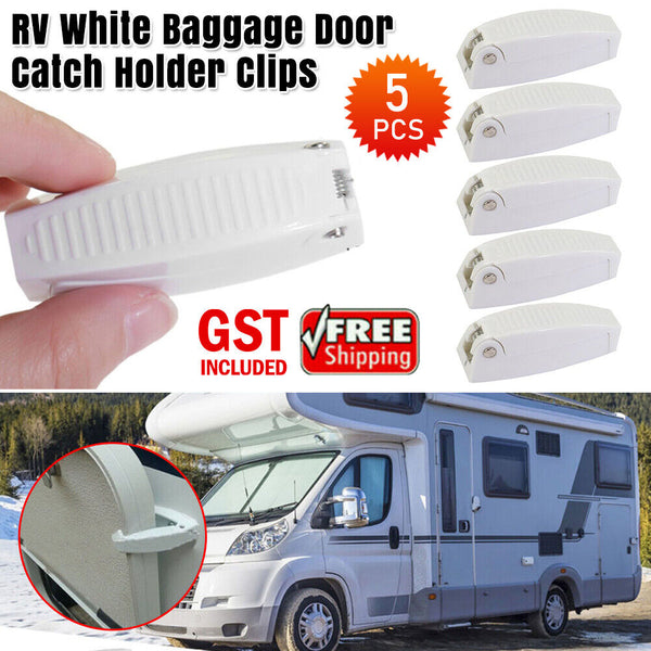 5Pcs RV White Baggage Door Catch Holder Clips Latch for Camper Trailer Motorhome