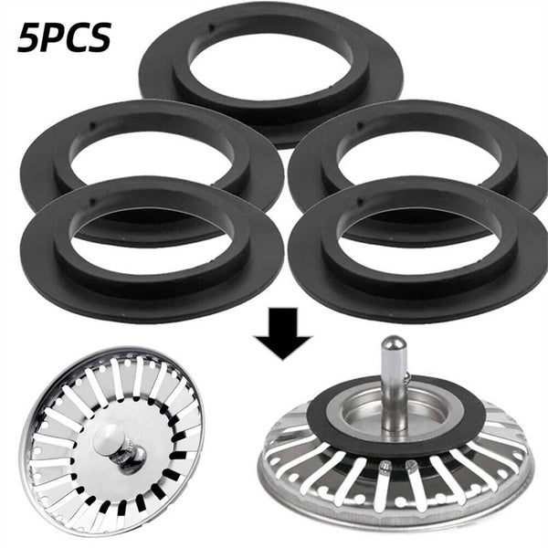 5pcs Sink Strainer Washer Seal Ring Durable For Kitchen Repair Waste Plug Gasket