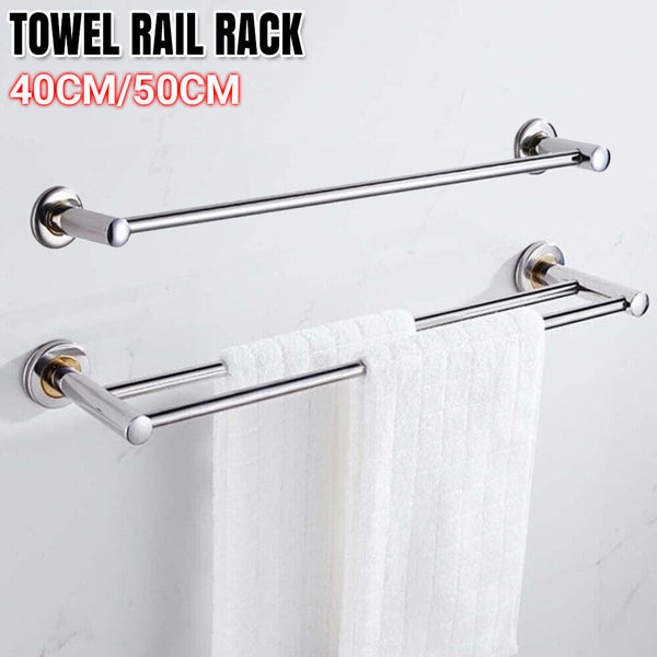 40/50cm Single Double Towel Rail Rack Holder Wall Mounted Bathroom Kitchen AU