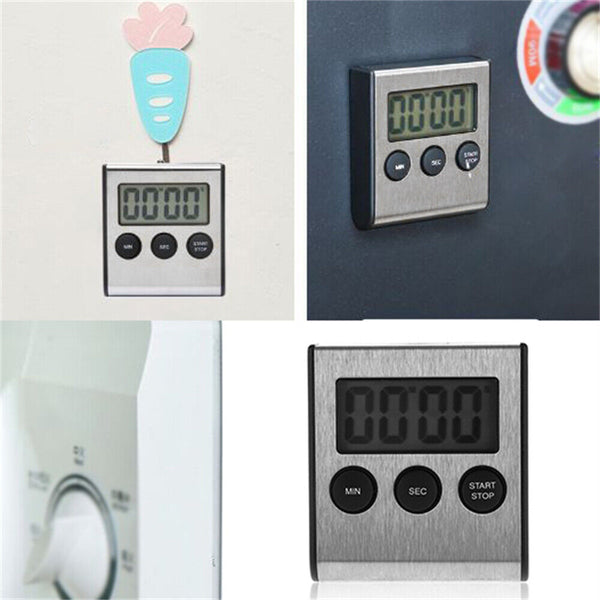 Stainless Steel Magnetic LCD Digital Kitchen Timer Count Down Cooking Alarm