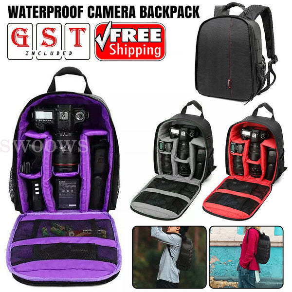 Waterproof Camera Backpack Soft Case Bag  Rucksack For Canon Nikon Sony DSLR AU