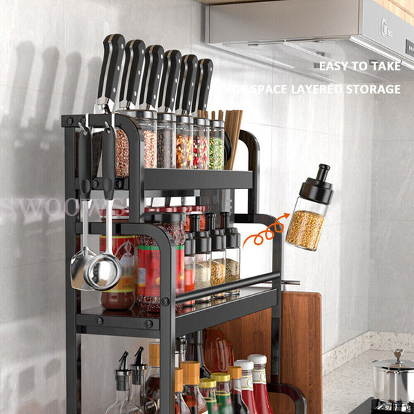 3 Tier Kitchen Cupboard Storage Spice Rack Pantry Bottle Kitchenware Organizer