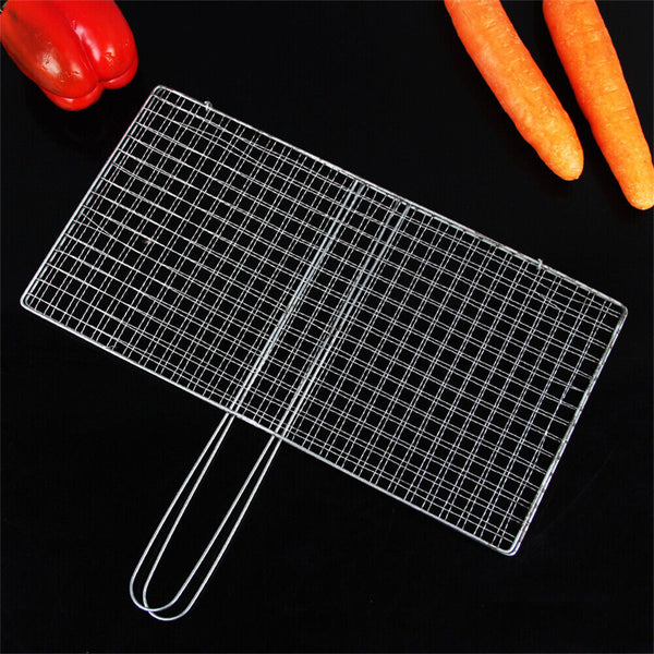 1/2x BBQ Fish Grilling Basket Grill Camping Net Meat Vegetable Kitchen Tool AU