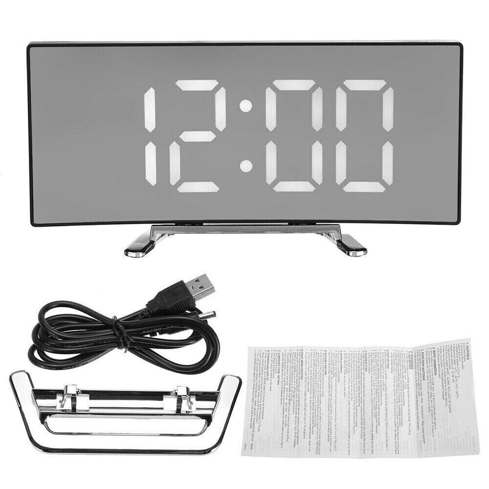 Bedside Digital Clock LED Display Desk Table Time Temperature Alarm Modern Decor
