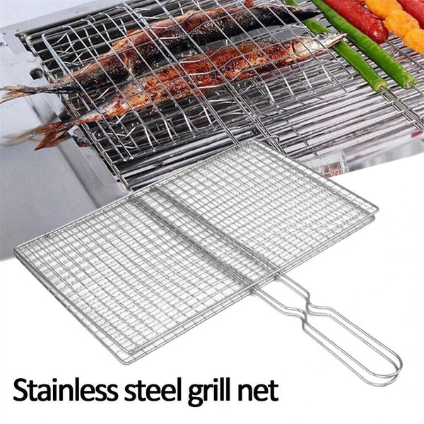 1/2x BBQ Fish Grilling Basket Grill Camping Net Meat Vegetable Kitchen Tool AU