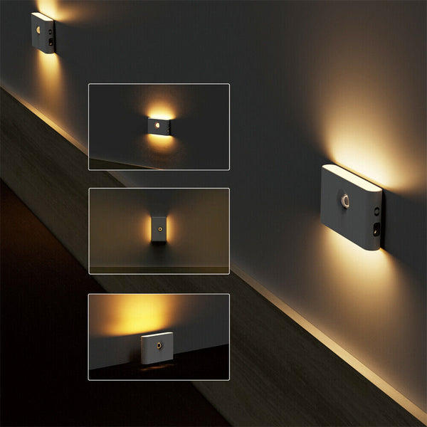 Smart LED Night Light Motion Sensor Closet Cabinet Bedside Lamp USB Rechargeable