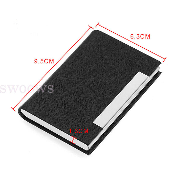 Business Card Holder Case PU Leather Stainless Steel Multi Magnetic Closing Case