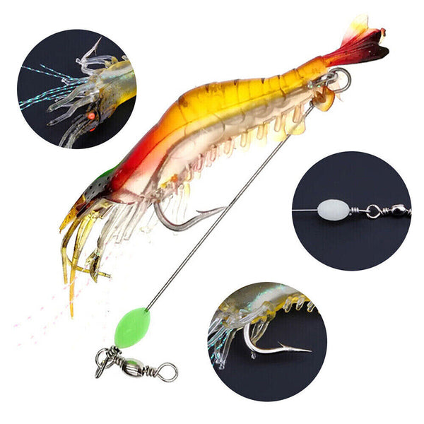 up20 Soft Plastic Fishing Lures Tackle Prawn Shrimp Flathead Bream Cod Bass Glow