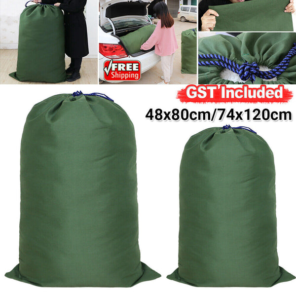 Canvas Drawstring Large Bag Pouch Clothes Craft Storage Laundry Army Green AUS