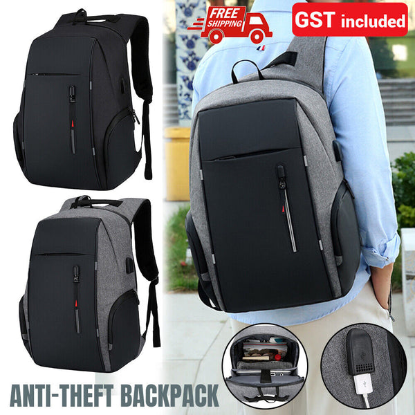 Backpack USB Charging Waterproof Laptop Travel Shoulder School Bag Anti-theft AU