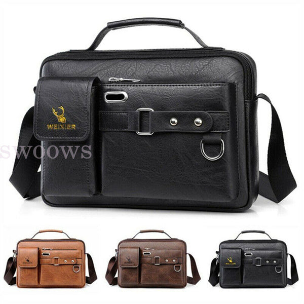 Men's Vintage Messenger Leather Satchel Shoulder Crossbody Briefcase Laptop Bag