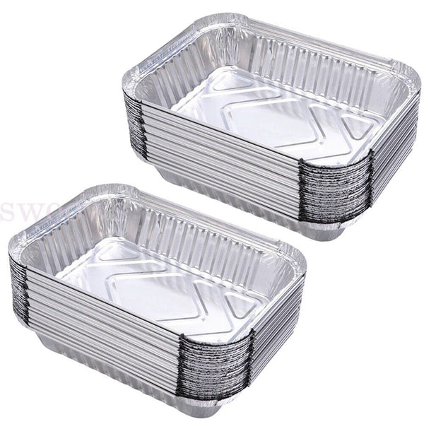 10-50x BBQ Aluminum Foil Grease Drip Pans Recyclable Grill Catch Tray For Weber