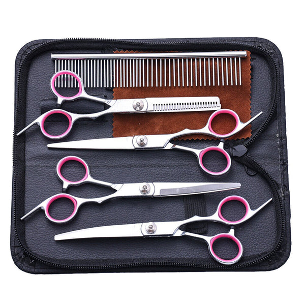 7" Professional Pet Dog Grooming Scissors Shear Hair Cutting Set Curved Tool