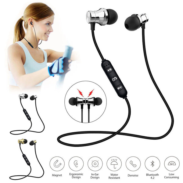 NEW Sweatproof Wireless Bluetooth Earphones Headphones Sport Gym For iPhone iPad