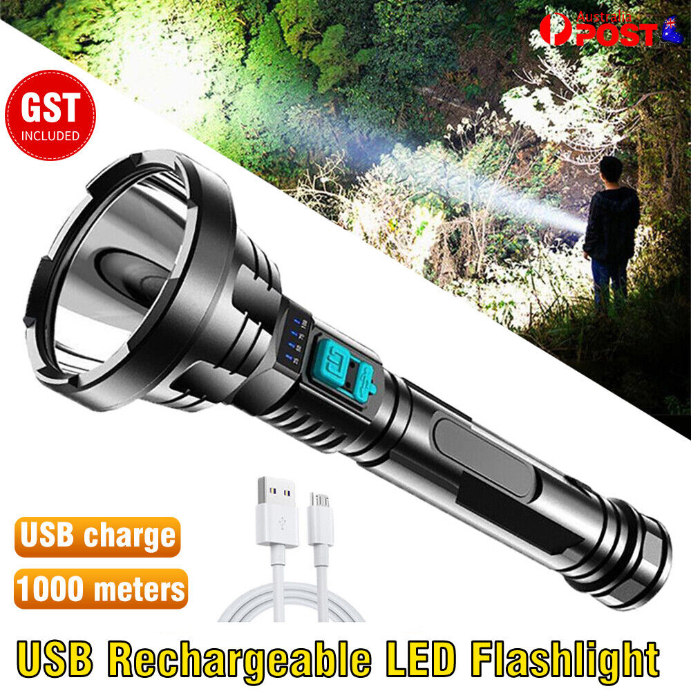 12000000LM USB Rechargeable Lamp High Powered LED Flashlight Super Bright Torch