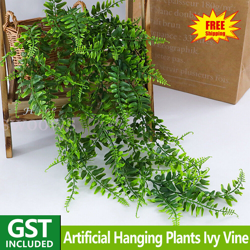 2/10x Artificial Hanging Plants Ivy Vine Faux Plastic Outdoor Fake Garden Decor