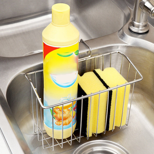 Kitchen Sink Caddy Tidy Storage Holder Rack Cleaning Organizer Stainless Steel