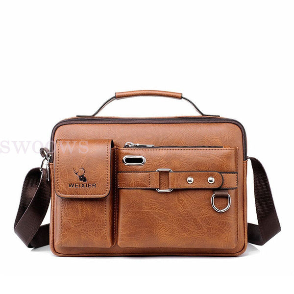 Men's Vintage Messenger Leather Satchel Shoulder Crossbody Briefcase Laptop Bag