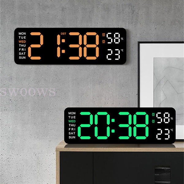 With Calendar Date Temperature LED Large Display USB Clock Digital Wall