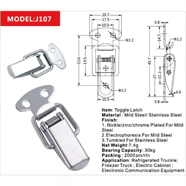 Stainless Steel ToggleClasp Case Clip SuitcaseTool Box Chest Trunk Latch Lock A+