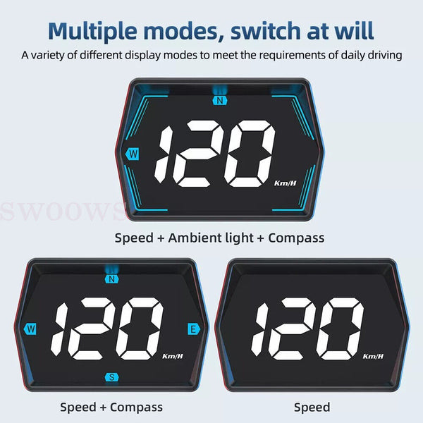 Universal Digital GPS Speedometer Car HUD Head Up Display MPH/KM Overspeed Alarm