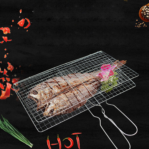 1/2x BBQ Fish Grilling Basket Grill Camping Net Meat Vegetable Kitchen Tool AU