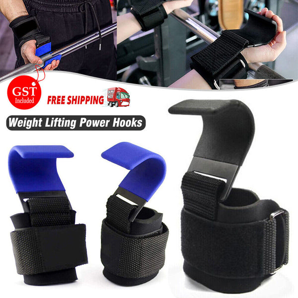 WEIGHT LIFTING POWER HOOKS POWER GRIPS WRIST SUPPORT BAR STRAPS GYM HOOK GLOVES