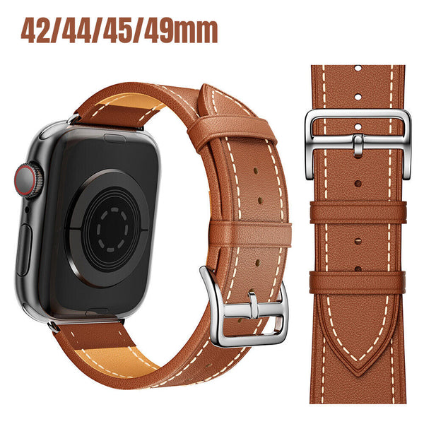 NEW Hermès Leather Strap for Apple iWatch Band Series 9 8 7 6 5 4 3 SE 45 44 41