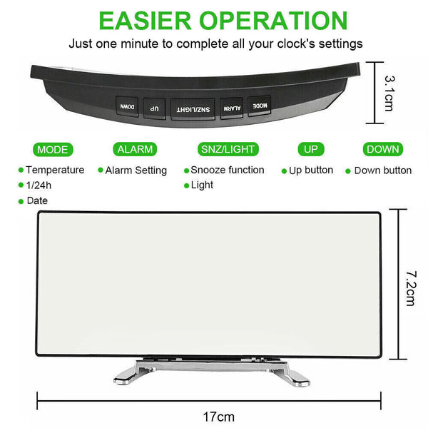 Bedside Digital Clock LED Display Desk Table Time Temperature Alarm Modern Decor