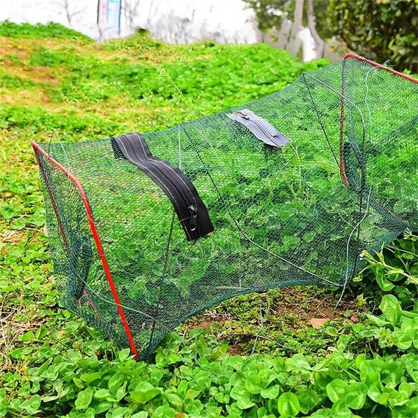 Foldable Fishing Shrimp Fish Crab Yabbie Bait Net Trap Cast Dip Cage 2 Hole AU