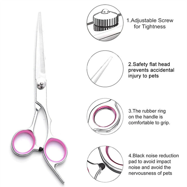 7" Professional Pet Dog Grooming Scissors Shear Hair Cutting Set Curved Tool