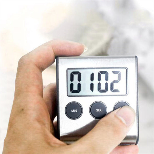 Stainless Steel Magnetic LCD Digital Kitchen Timer Count Down Cooking Alarm