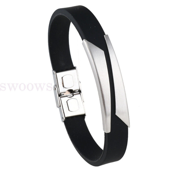 21cm Mens Leather Bracelet Bangle Bracelet Braided Wristband Buckle alloy