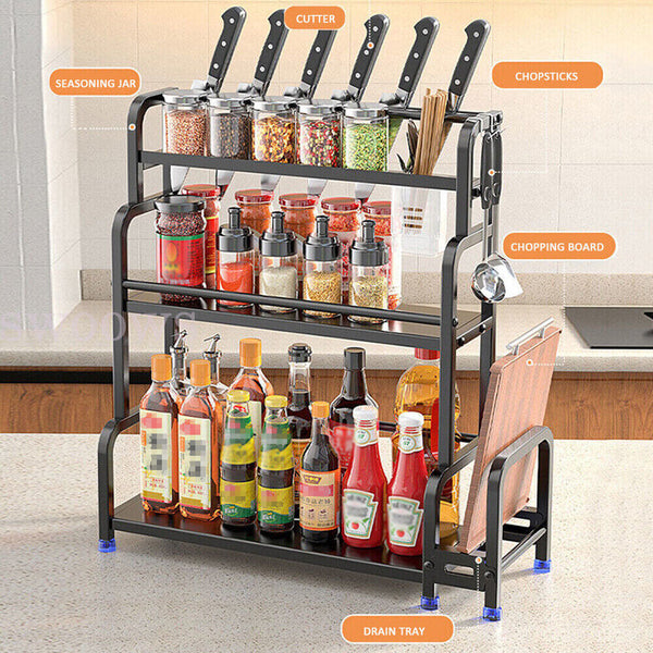 3 Tier Kitchen Cupboard Storage Spice Rack Pantry Bottle Kitchenware Organizer