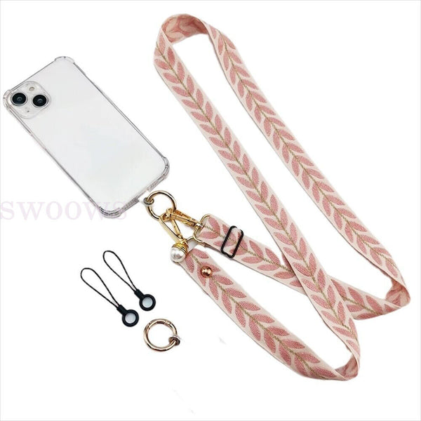 Universal Mobile Phone Lanyard Adjustable Hanging Neck Strap With Patch Fashion