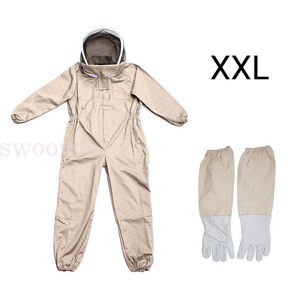 Full Beekeeping Suit Heavy Duty Leather Ventilated Keeping Gloves Bee Anti-Sting