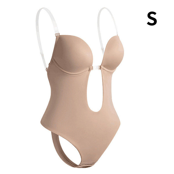 Women Invisible Push Up Bra Backless Bodysuit wedding Party Bra Deep U Underwear